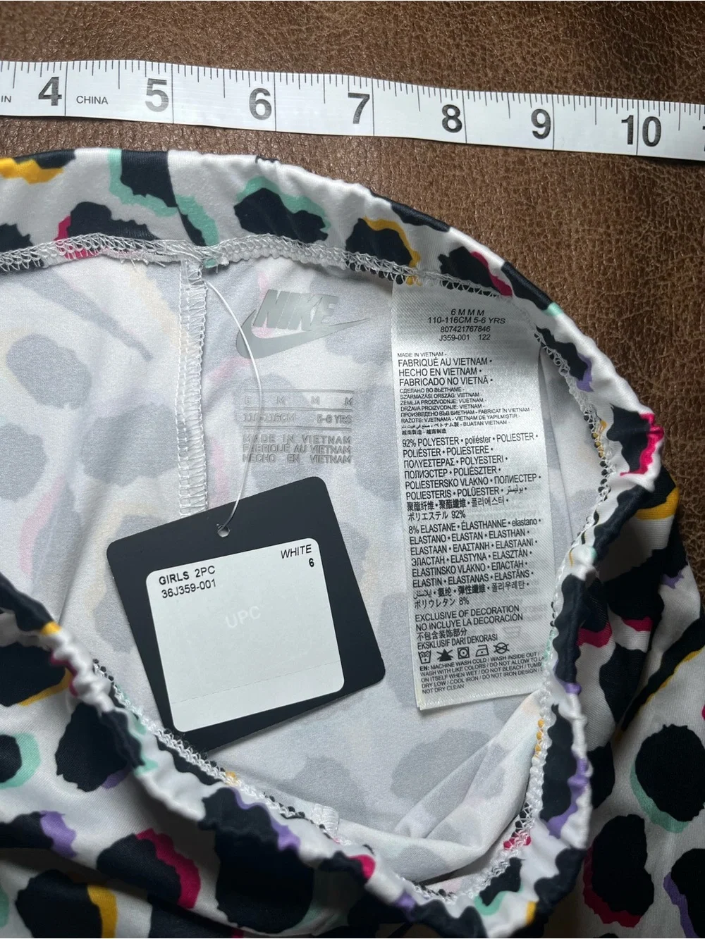 *NEW* NIKE Girl's Size 6 Shirt & Leggings 2 Piece Logo Set Leopard Print